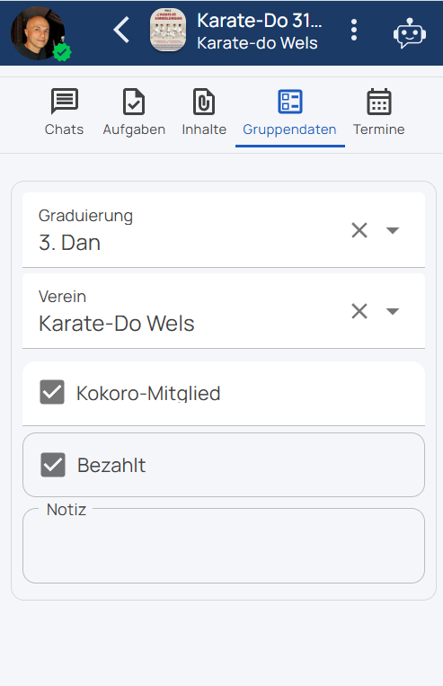 Group data form with custom fields