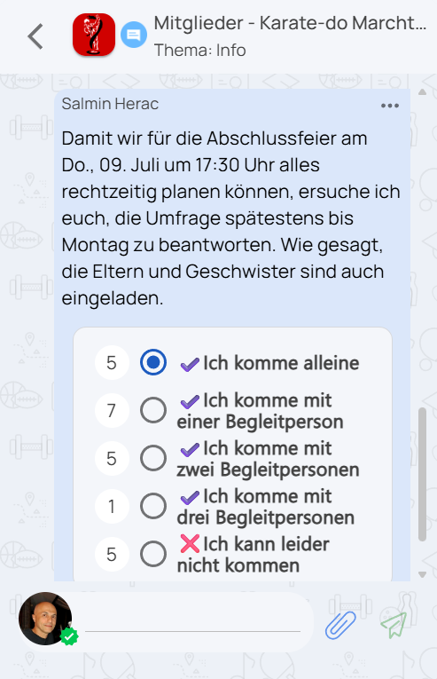 Survey in a group chat